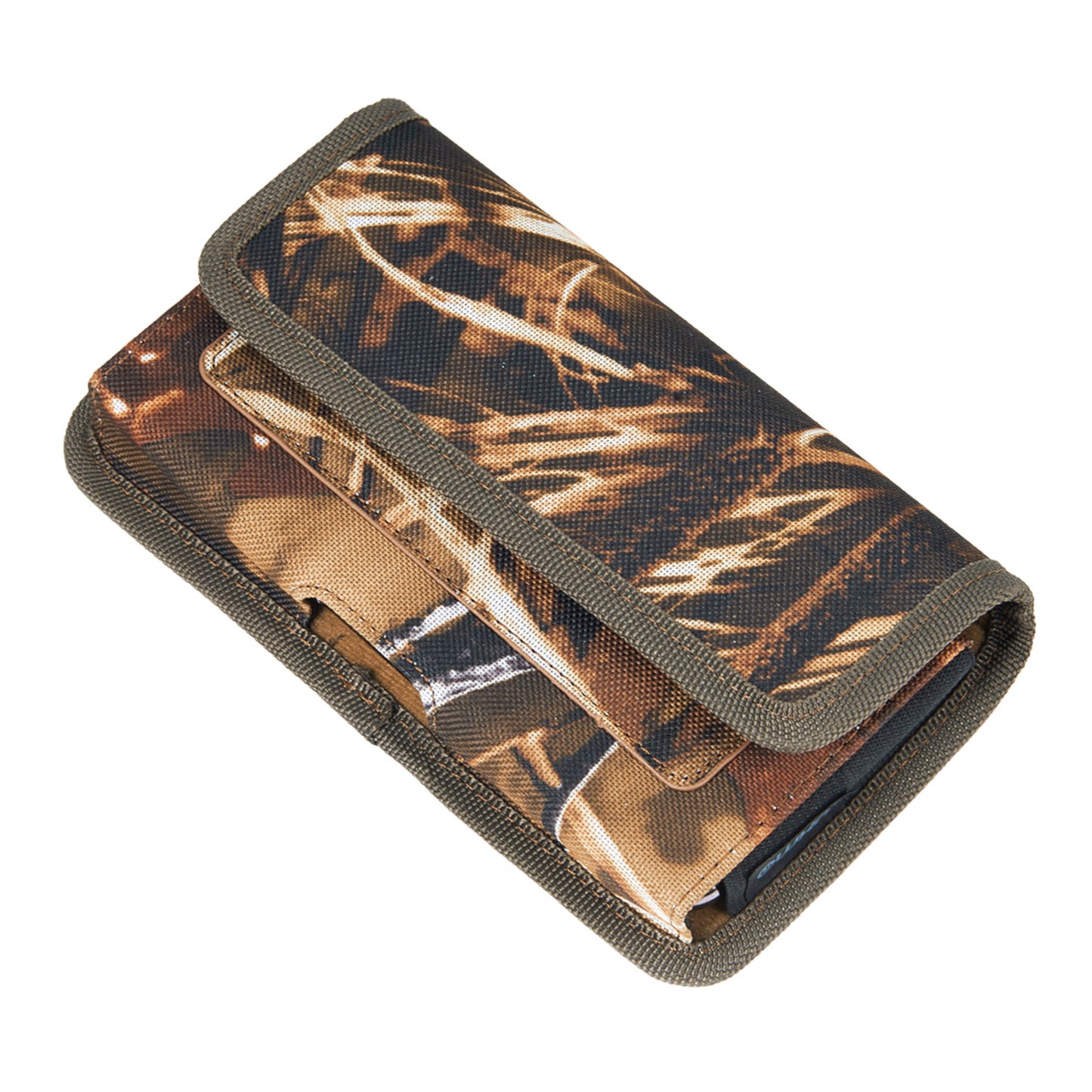 For Apple iPhone 16 Pro (6.3") Universal Camo Leather Horizontal Holster Pouch with Credit Card Slots Wallet & Belt Loop Clip Carrying (Fits 6.7 inch Phone) [Camouflage]