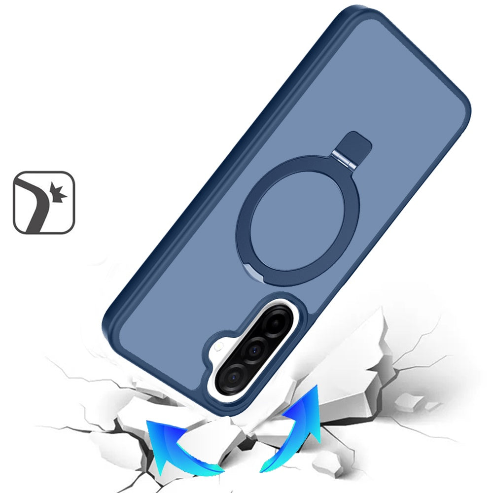 For Samsung Galaxy A17 5G Magnetic Circle Back with Ring Stand Full Rotation Matte Hybrid Shockproof Case Cover