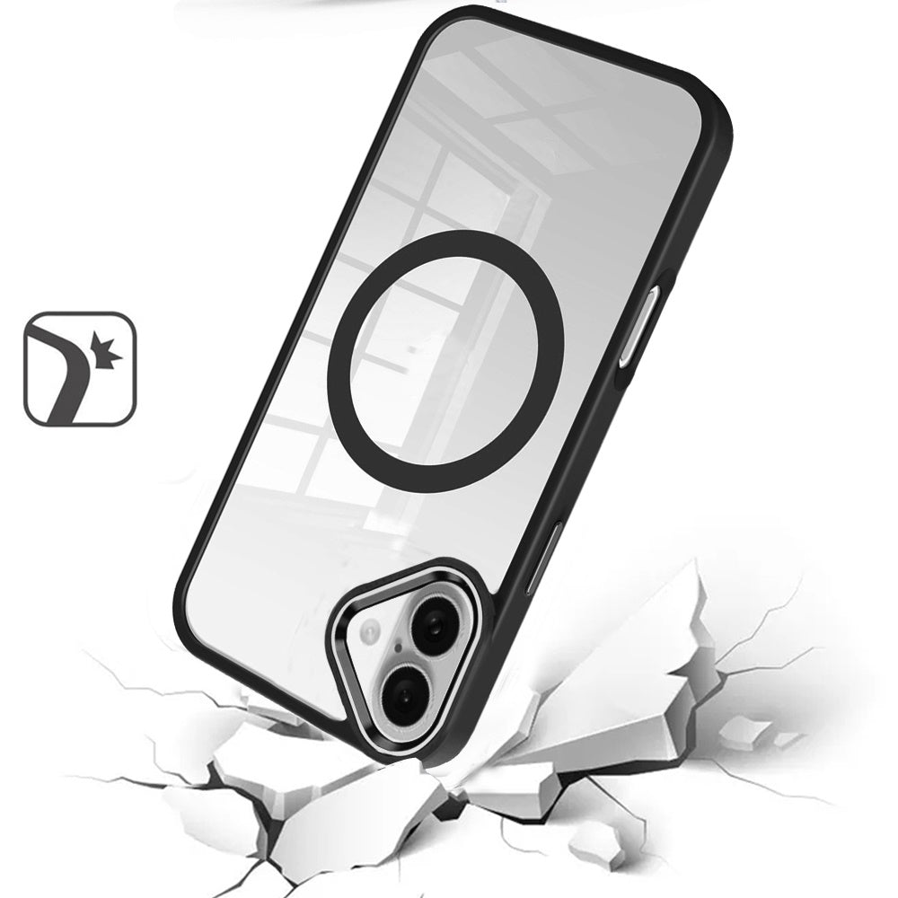For Apple iPhone 16 Pro (6.3") MagSafe Compatible Transparent Greatest Clear Acrylic with Color Frame Thick Hybrid TPU Hard Case Cover