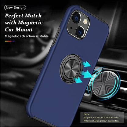 For Gabb Phone 4 Pro Military Grade Hybrid Case with Flat Metal Ring 360° Rotation Kickstand, Slim Fit Back Hard PC Case Cover Blue