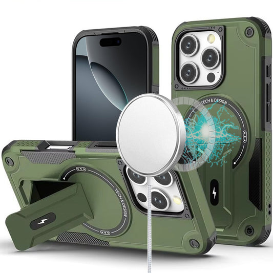 For Apple iPhone 16 Pro (6.3") Invisible Kickstand Case Compatible with MagSafe, Military-Grade Protection Shockproof Heavy Duty Case Cover