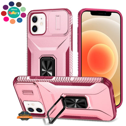 For Apple iPhone 16e Case, Camera Cover with Magnetic Rotation Ring Stand, Military Grade Hybrid Hard TPU Shockproof Case Cover