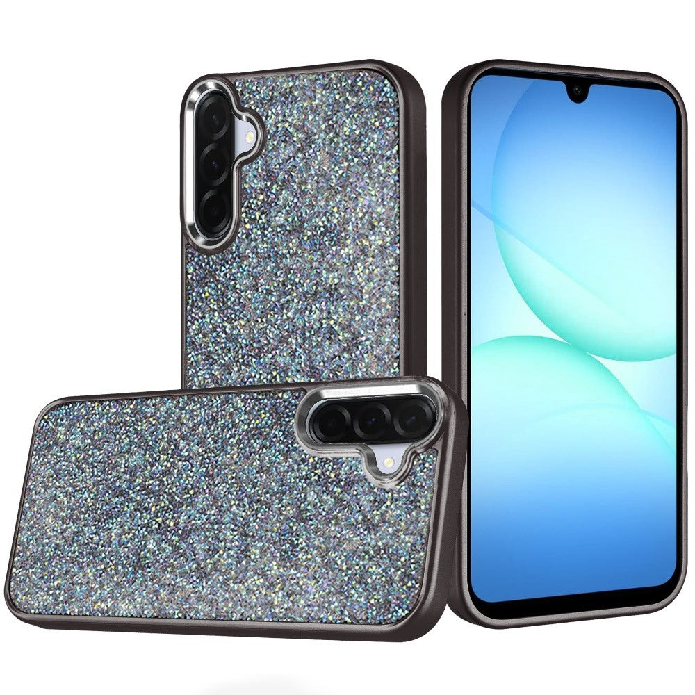 For Samsung Galaxy A17 5G Crystal Sparkle Diamond Glass Full Mini Glitter Bling Frame TPU Hybrid Protective Case Cover
