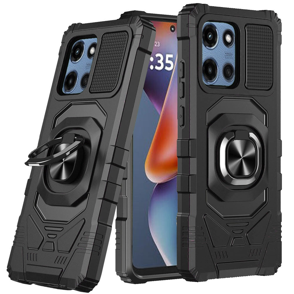 For Motorola Moto G 5G 2025 Hybrid Dual Layer with 360° Rotate Magnetic Ring Stand Holder Kickstand TPU Rugged PC Shockproof Case Cover