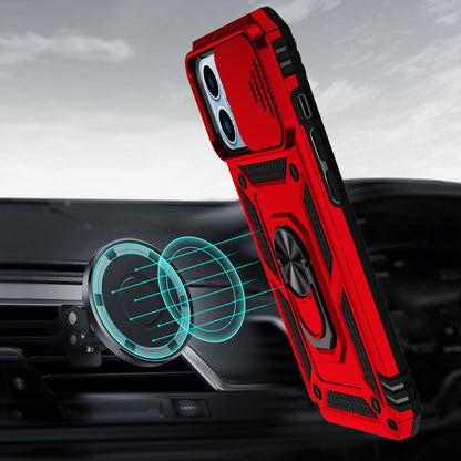 For Apple iPhone SE 3 (2022) SE/8/7 Case with Stand, Camera Lens Protection & 360° Rotate Ring, Shockproof, Soft Bumper Red Phone Case Cover