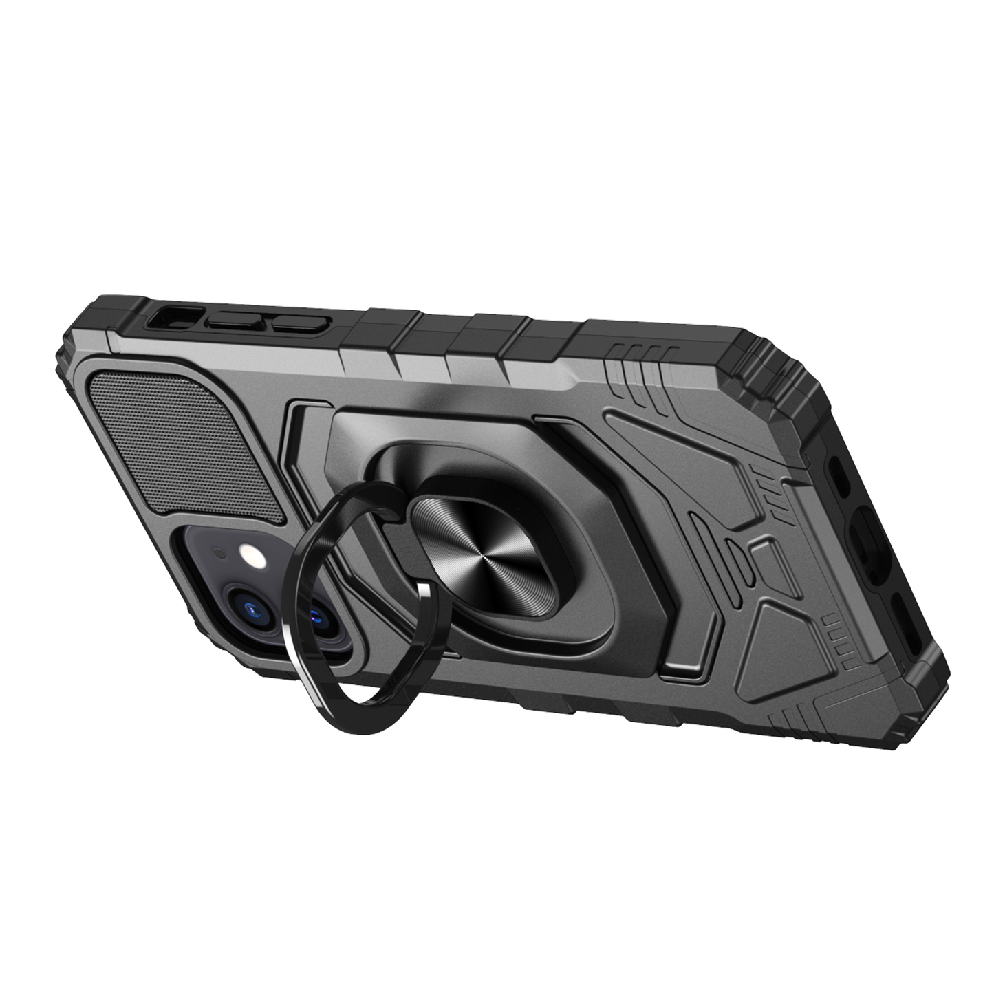 For Cricket Dream 5G Hybrid Dual Layer with Rotate Magnetic Ring Stand Holder Kickstand, Rugged Shockproof Anti-Scratch Black Phone Case Cover