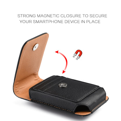 For Samsung Galaxy A23 5G Universal Vertical Leather Case Holster with Card Slot, Rotation Belt Clip & Magnetic Closure Carrying Phone Pouch [Black]