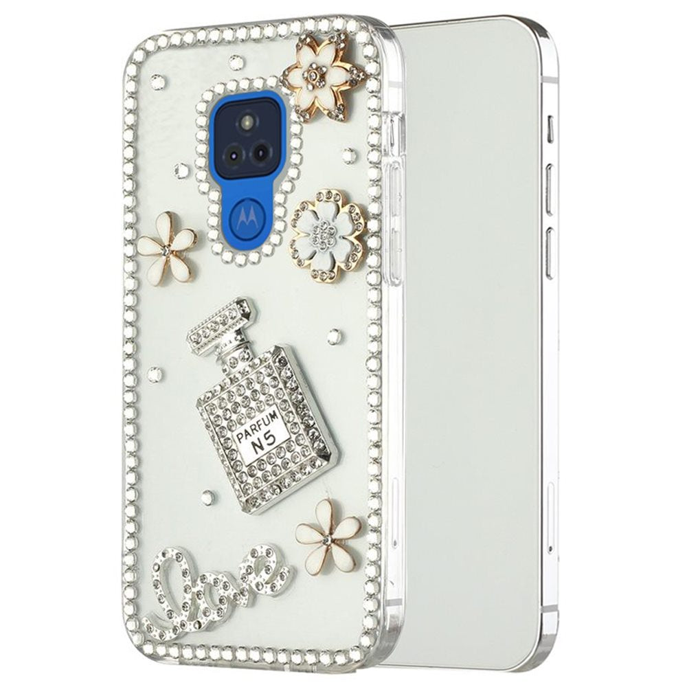 For Motorola Moto G Pure Bling Clear Crystal 3D Full Diamonds Luxury Sparkle Transparent Rhinestone Hybrid Bumper  Phone Case Cover