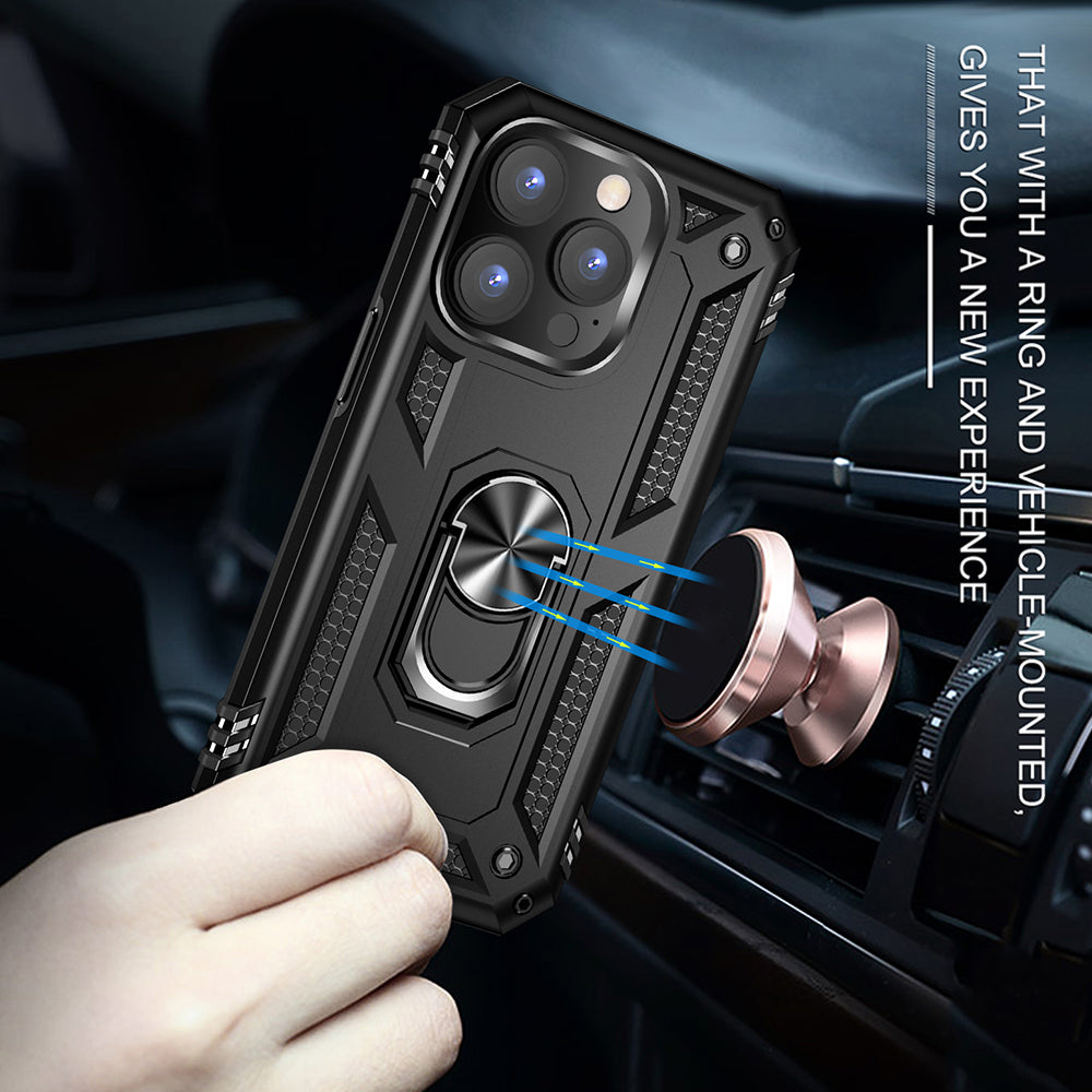 For Apple iPhone 14 /Plus Pro Max Hybrid Holster Combo Belt Clip Armor Rugged with Rotatable Ring Stand  Phone Case Cover