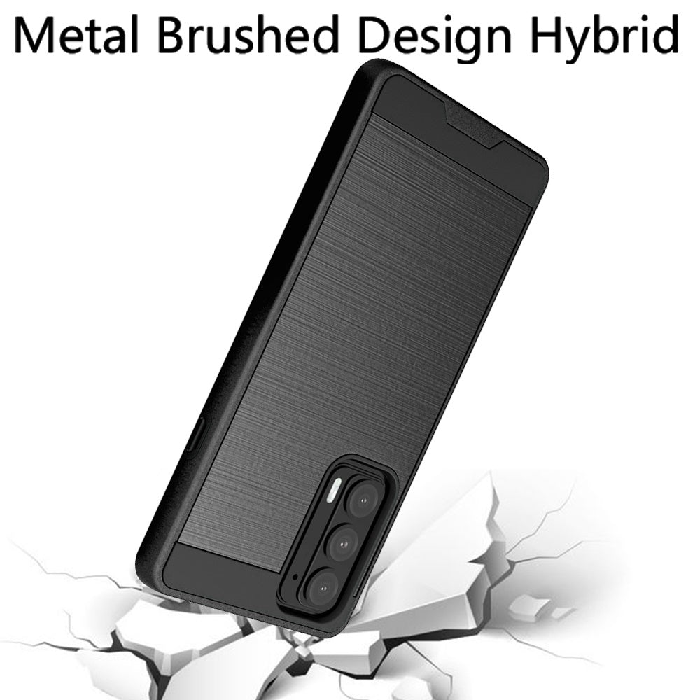 For Motorola Edge 2021 Hybrid Rugged Brushed Metallic Design [Soft TPU + Hard PC] Dual Layer Shockproof Armor Impact Slim  Phone Case Cover