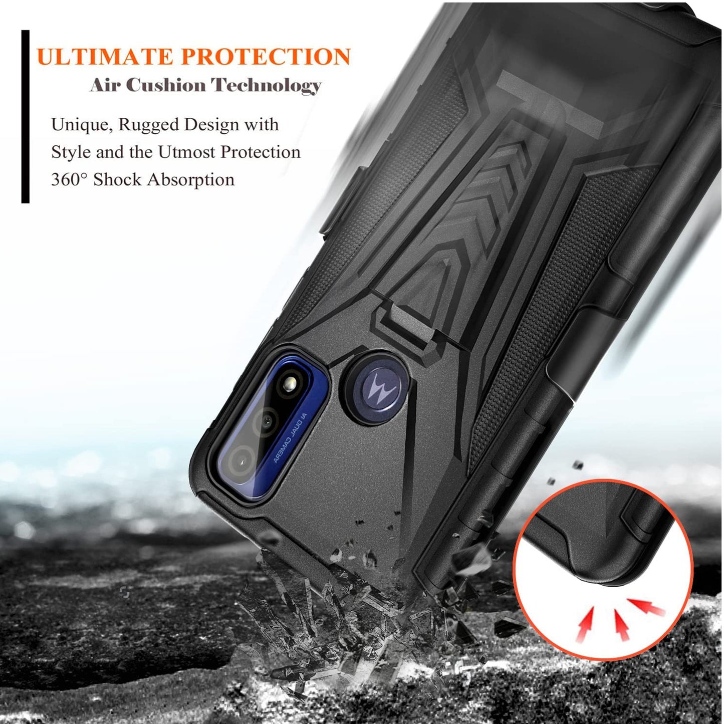 For Apple iPhone 14 Plus /Pro Max Hybrid Belt Clip Holster with Built-in Kickstand, Heavy Duty Shock Absorption Armor Rugged  Phone Case Cover