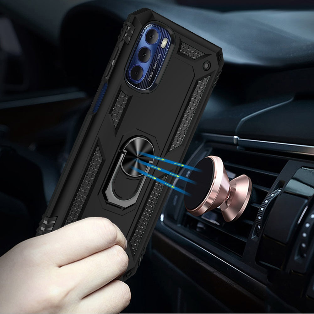 For Motorola Moto G Stylus 2022 4G Hybrid Durable Dual Layer 360° Ring Stand Holder Kickstand Fit Magnetic Car Mount  Phone Case Cover