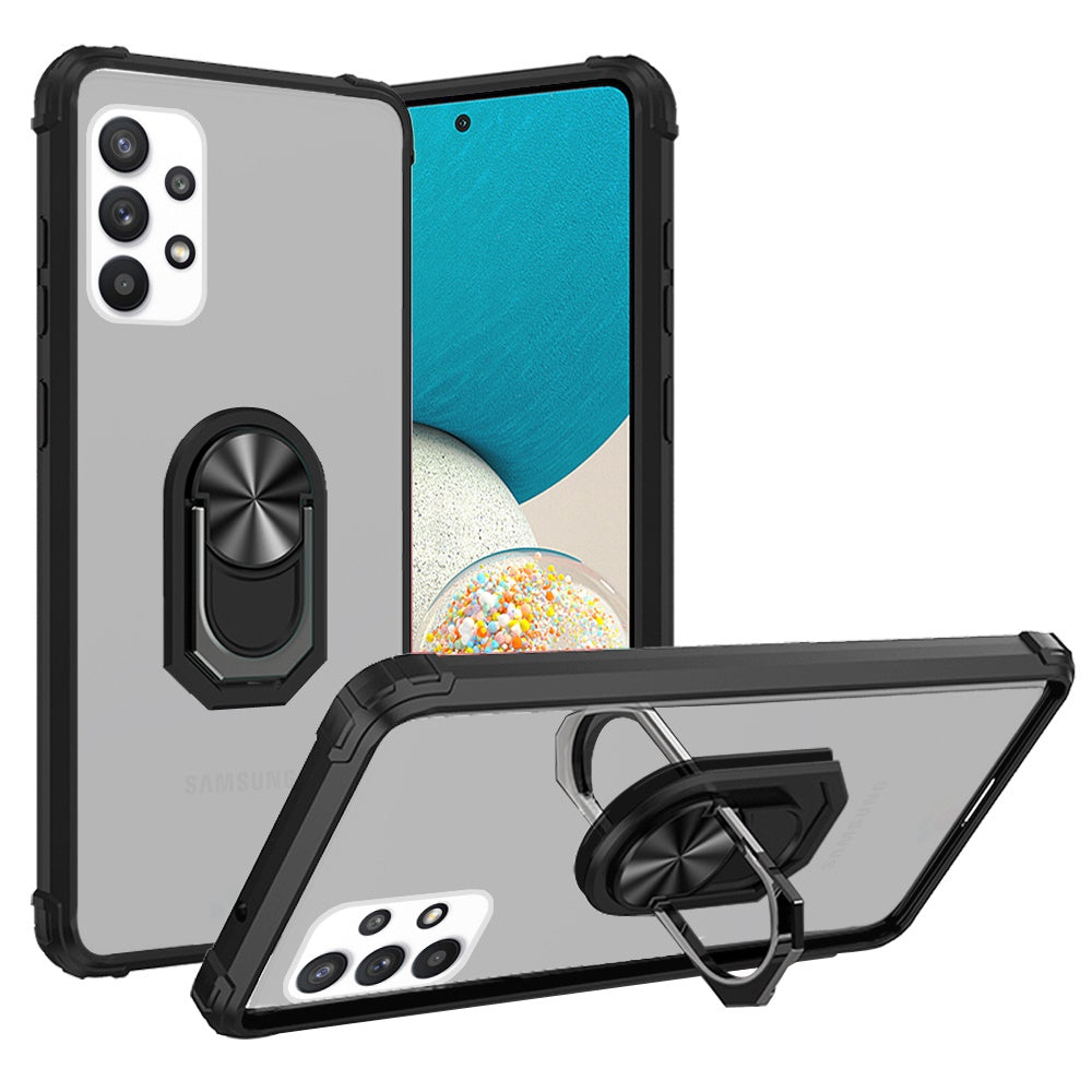 For Samsung Galaxy A53 5G Clear Silicone Shockproof Hybrid Protection Cover Transparent TPU with Magnetic Ring Kickstand  Phone Case Cover