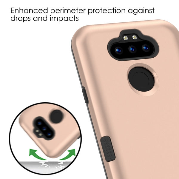 For LG K31 /Aristo 5/Fortune 3/Tribute Monarch / Phoenix 5 Hybrid Dual Layer Hard PC Cases Shockproof TPU Bumper Rose Gold Phone Case Cover