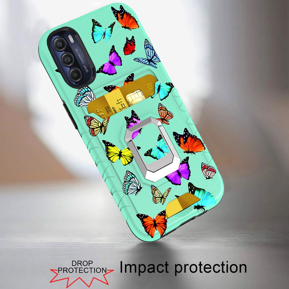 For Apple iPhone 14 Plus (6.7") Stylish Wallet with Credit Card Holder & Magnetic Stand Ring Heavy Duty Hybrid  Phone Case Cover