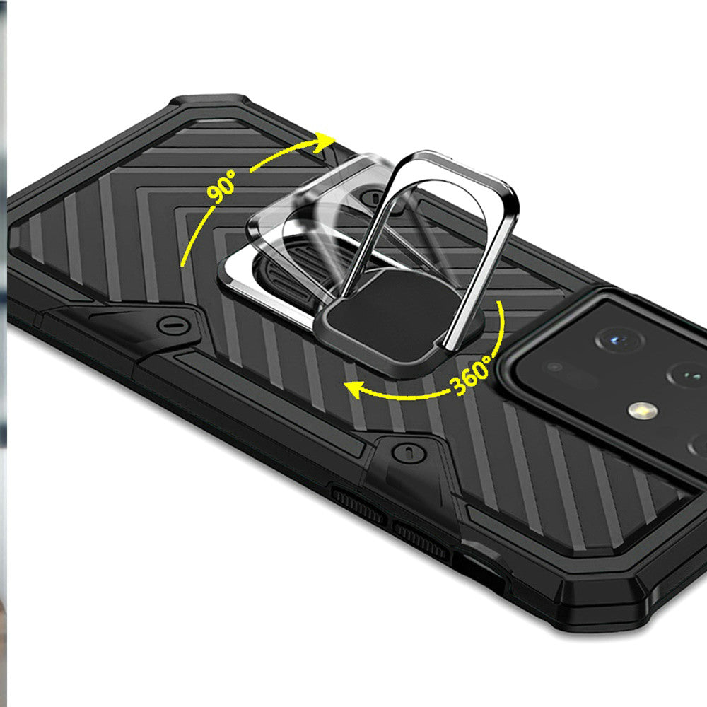 For Apple iPhone 13 Pro Max (6.7") with Magnetic Ring Holder 360° Rotating Kickstand PC & TPU Dual Layer Hybrid Full-Body Drop Proof Rugged  Phone Case Cover