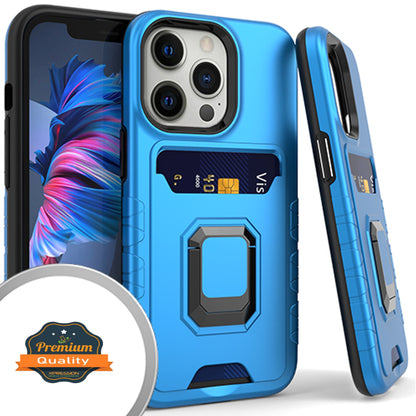 For Apple iPhone 14 Plus /Pro Max Wallet Credit Card Slot Holder with Ring Kickstand Magnetic Shockproof 2in1 Hybrid  Phone Case Cover
