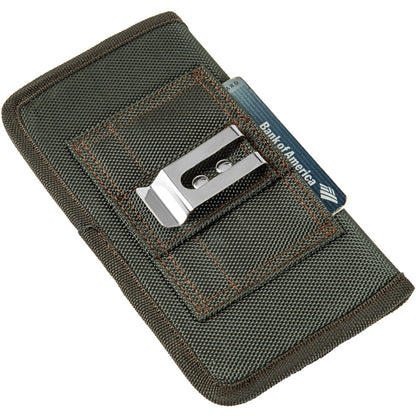 For Samsung Galaxy A02S Universal Horizontal Cell Phone Case Nylon Holster Carrying Pouch with Belt Clip and 2 Card Slots fit Large Devices 6.3" [Midnight Green]