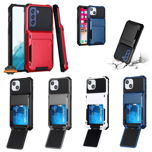 For Apple iPhone SE 3 (2022) SE/8/7 Multiple Wallet Hidden Credit Card Holder (Upto 5 Cards) Shockproof Hybrid Durable  Phone Case Cover