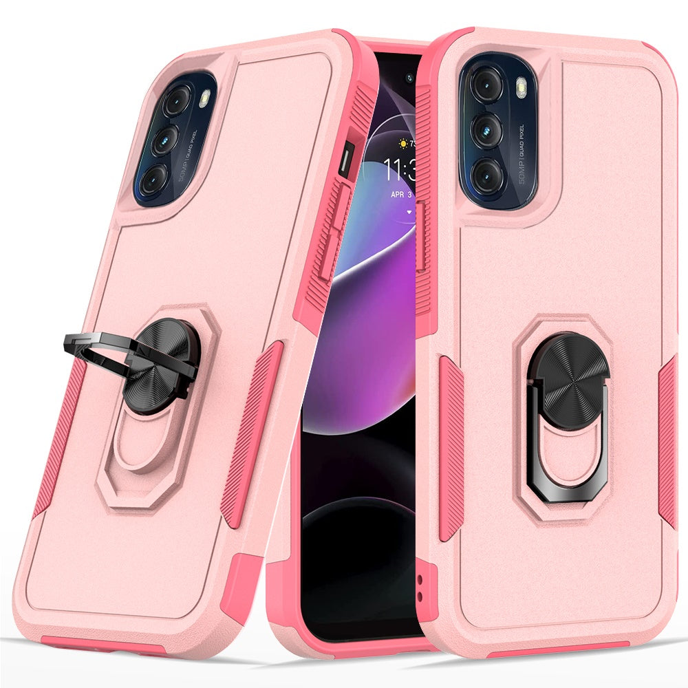 For Motorola Moto G 5G 2022 Hybrid Rugged Hard Drop-Proof 3 Layer Protection Military Grade Armor with Metal Ring Stand  Phone Case Cover