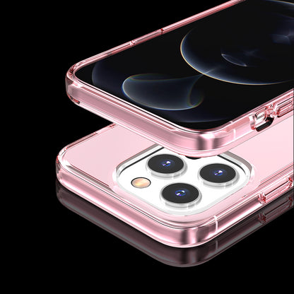 For Apple iPhone 14 Pro Max (6.7") Transparent Shock Absorption Thick TPU Rubber Gel Ultra Thick 3mm Hybrid Protective Pink Phone Case Cover