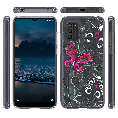For Nokia G100 4G Pattern Fashion Design Ultra Thin Clear Hybrid Rubber Gummy TPU Grip + Hard PC Back Shockproof  Phone Case Cover