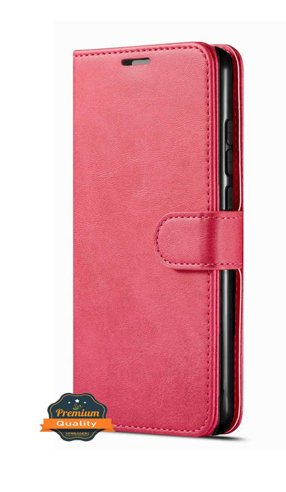 For TCL REVVL V Plus 5G Luxury Leather Wallet Case with Credit Card Holder Storage Lanyard Kickstand & Magnetic Flip Hot Pink Phone Case Cover