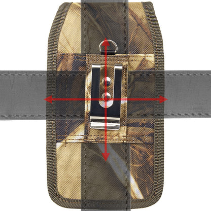 Universal Vertical Nylon Cell Phone Holster Case with Dual Credit Card Slots, Belt Clip Pouch and Belt Loop for Apple iPhone Samsung Galaxy LG Moto All Mobile phones Size 6.3" Universal Nylon [Camo Print]