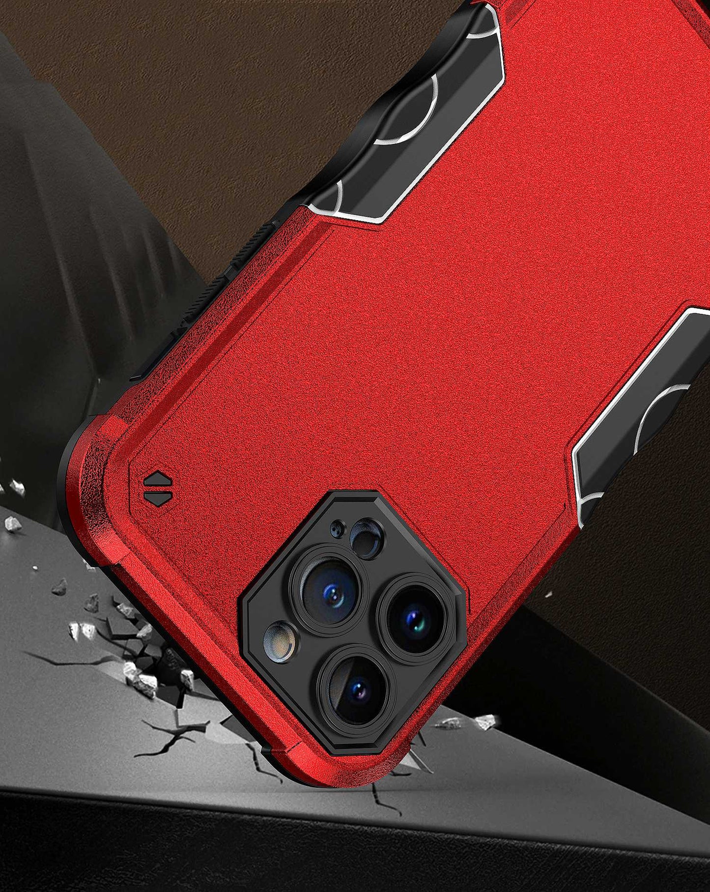 For Apple iPhone 14 Pro (6.1") Tough Shockproof Hybrid Heavy Duty Dual Layer TPU Bumper Rugged Rubber Defend Armor Red Phone Case Cover