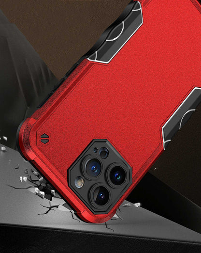 For Apple iPhone 14 Pro (6.1") Tough Shockproof Hybrid Heavy Duty Dual Layer TPU Bumper Rugged Rubber Defend Armor Red Phone Case Cover