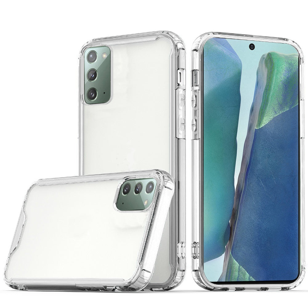 For Samsung Galaxy Note 20 Colored Shockproof Transparent Hard PC + Rubber TPU Hybrid Bumper Shell Thin Slim Protective Clear Phone Case Cover