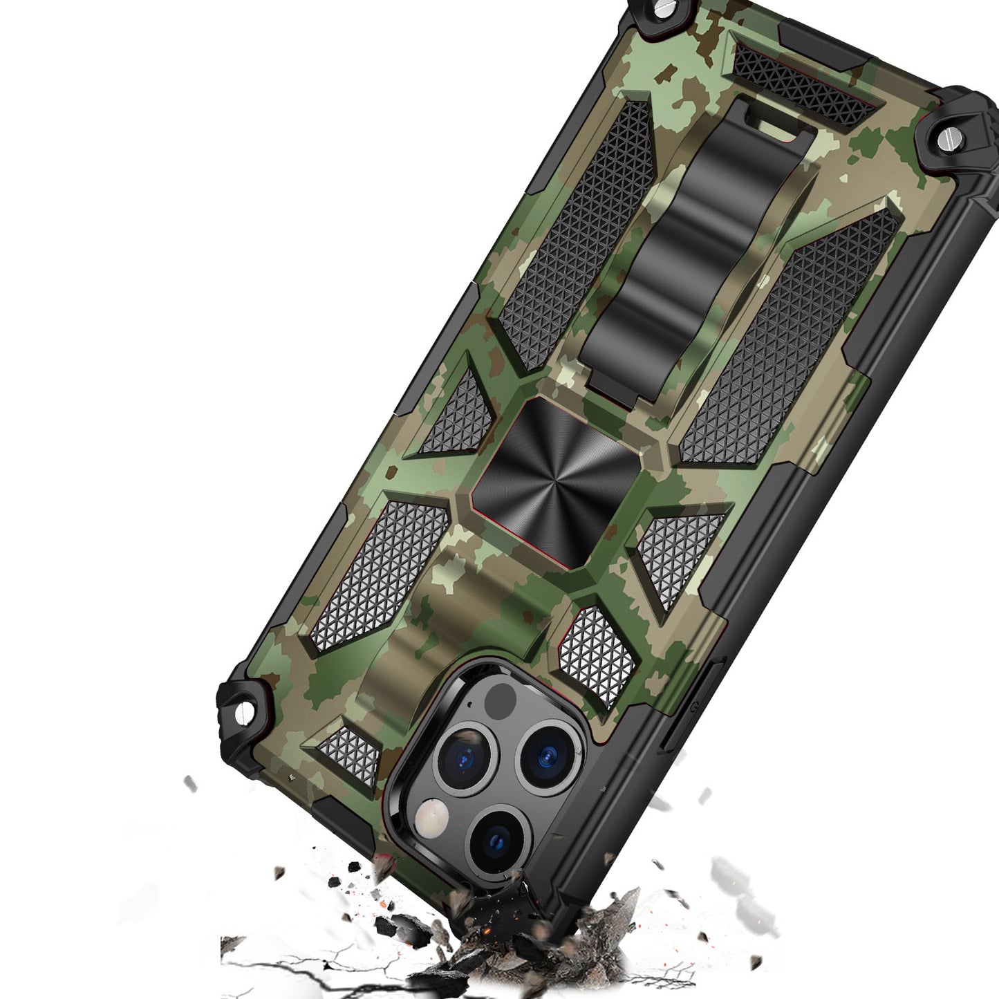 For Apple iPhone 14 Plus (6.7") Heavy Duty Hybrid Camouflage Fold Slide Kickstand [Military Grade] Rugged Protective  Phone Case Cover