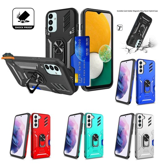 For Motorola Moto G Stylus 5G 2022 Invisible Wallet Credit Card ID Holder with Ring Stand Kickstand Slim Shockproof Hybrid  Phone Case Cover