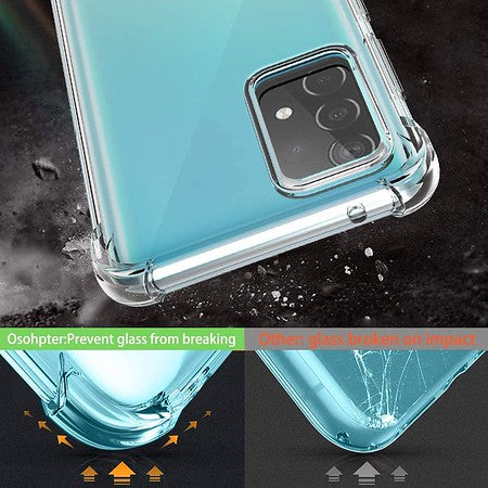 For Samsung Galaxy A03S HD Crystal Clear Hybrid PC+TPU [Four-Corner Protective] Rubber Shockproof Gel Bumper Transparent Clear Phone Case Cover