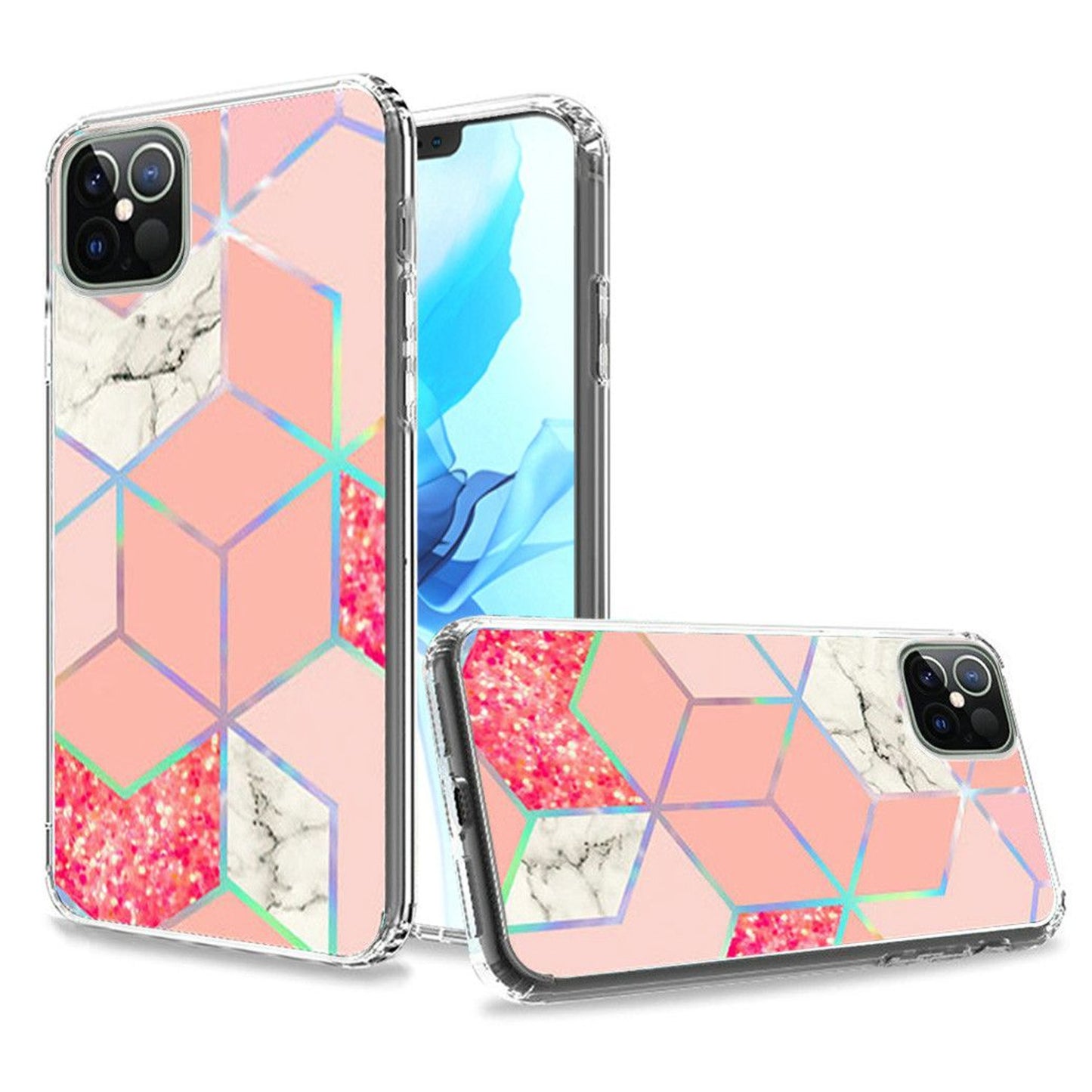 For Apple iPhone 14 Plus (6.7") Stylish Hybrid Fashion Marble Trendy Design Hard Back PC Shockproof TPU Protective  Phone Case Cover