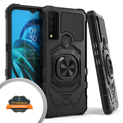 For AT&T Maestro 3 Armor Hybrid Stand Ring Hard TPU Rugged Full-Body [Military-Grade] Magnetic Car Ring Holder Black Phone Case Cover