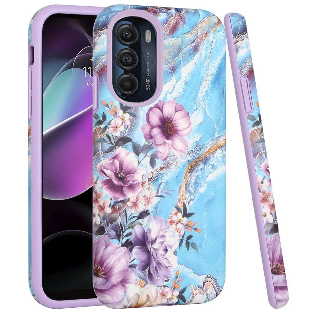 For Motorola Moto G 5G 2022 Bliss Floral Stylish Design Hybrid Rubber TPU Hard Shockproof Armor Slim  Phone Case Cover