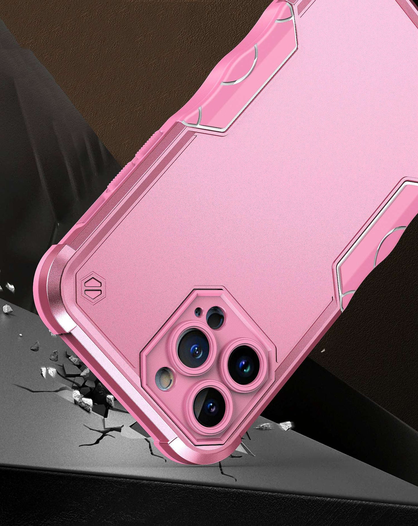 For Apple iPhone 14 Pro (6.1") Tough Shockproof Hybrid Heavy Duty Dual Layer TPU Bumper Rugged Rubber Defend Armor Pink Phone Case Cover