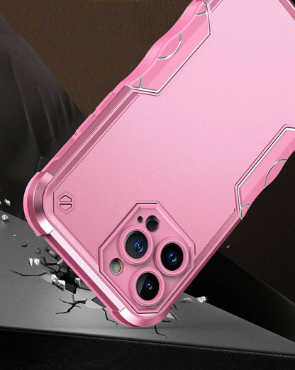 For Apple iPhone 14 Pro (6.1") Tough Shockproof Hybrid Heavy Duty Dual Layer TPU Bumper Rugged Rubber Defend Armor Pink Phone Case Cover