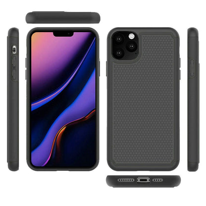 For Apple iPhone 13 Pro Max (6.7") Textured Hybrid Tuff Shockproof Rugged Hard PC & Soft Silicone TPU Anti-Slip Dual Layer Protective Bumper  Phone Case Cover