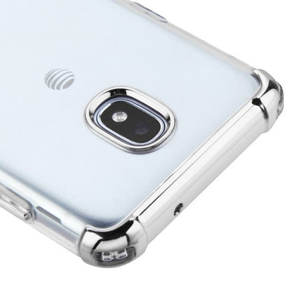 For Samsung Galaxy J3 V /J3 3rd Gen /Galaxy Express Prime 3 Slim Hybrid Transparent Rubber Gummy Hard PC Silicone Electroplating Clear / Silver Phone Case Cover