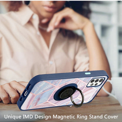 For Samsung Galaxy A33 5G Unique Marble Design with Magnetic Ring Kickstand Holder Hybrid TPU Hard PC Shockproof Armor  Phone Case Cover