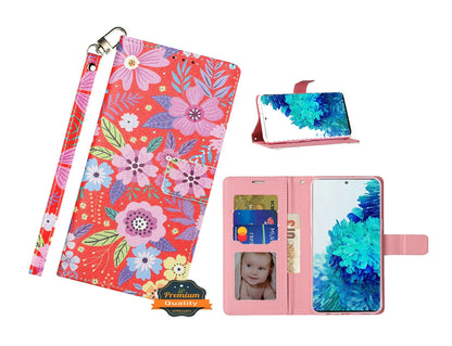 For Samsung Galaxy A22 5G Design Wallet Case ID Money Credit Card Holder Leather Folio Pocket Flip Pouch & Strap  Phone Case Cover