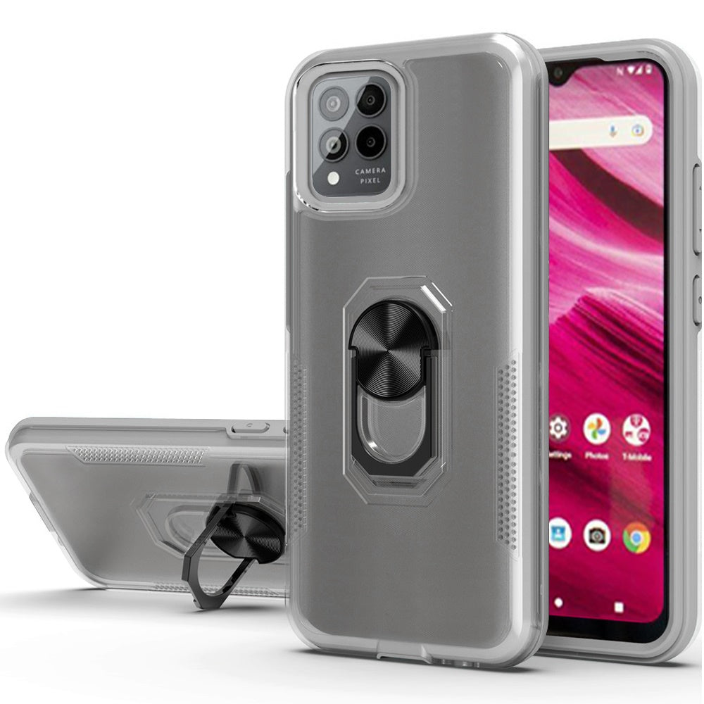 For Nokia C200 Clear Transparent Armor Rugged Defender Shockproof Hybrid with Ring Holder Kickstand  Phone Case Cover