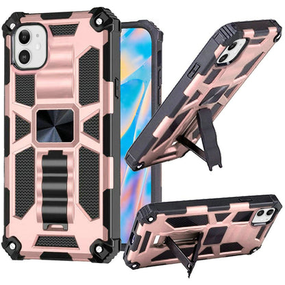 For iPhone 14 Pro (6.1") Heavy Duty Stand Hybrid Shockproof Rugged with Built-in Kickstand Fit Magnetic Car Mount  Phone Case Cover