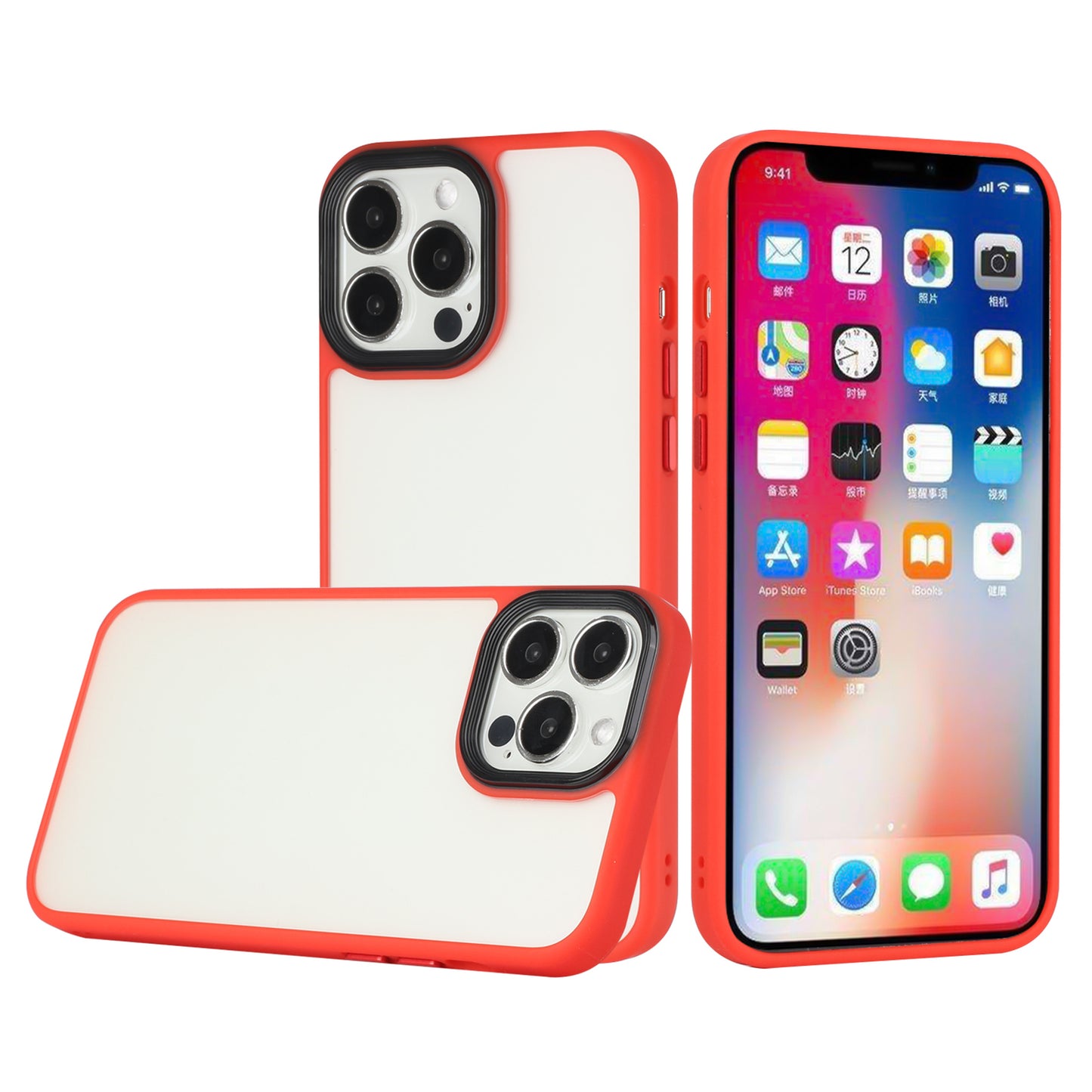 For Apple iPhone 14 /Plus Pro Max Transparent Back Hybrid Shockproof Protection Color TPU Frame Hard PC Slim  Phone Case Cover