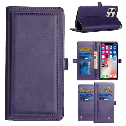 For Apple iPhone 14 Plus (6.7") Luxury 9 ID Cash Credit Card Slots Holder Carrying Pouch Folio Flip PU Leather Kickstand  Phone Case Cover