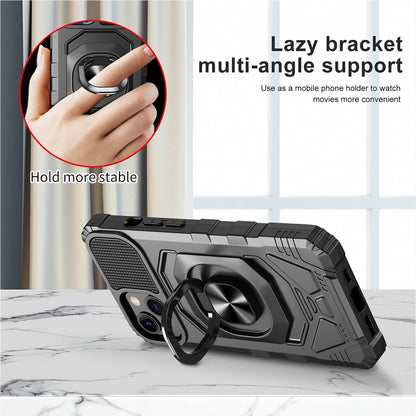 For AT&T Maestro 3 Armor Hybrid Stand Ring Hard TPU Rugged Full-Body [Military-Grade] Magnetic Car Ring Holder Black Phone Case Cover