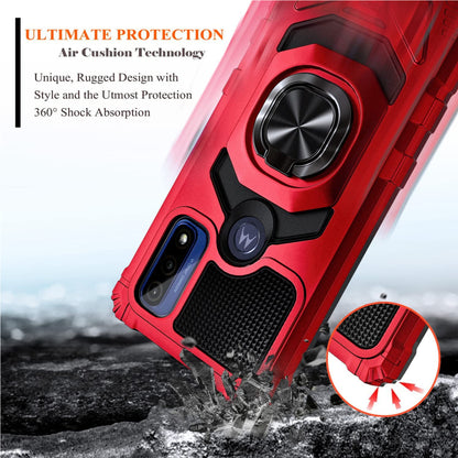 For Samsung Galaxy A23 5G Armor Hybrid Stand Ring Hard TPU Rugged Full-Body [Military-Grade] Magnetic Car Ring Holder Red Phone Case Cover
