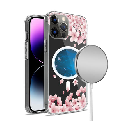 For Apple iPhone 14 Pro Max (6.7") Hybrid Flower Design Stylish Fashion Thick Hard MagSafe Compatible  Phone Case Cover